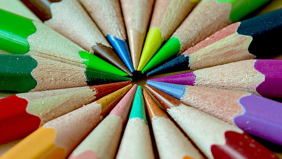 coloring pencil arrange in circle, crayon, sharp, red, yellow HD wallpaper