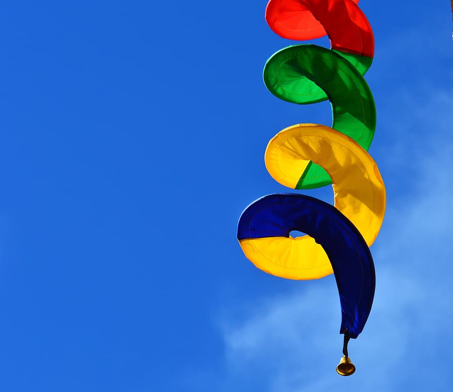 multicolored spiral decor, windspiel, colorful, turn, airy, farbenspiel, HD wallpaper