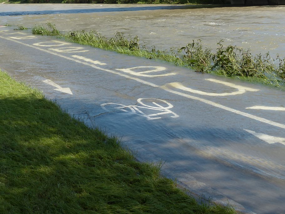Danube, High Water, Water, Cycle, Cycle Path, Away, road, flooded HD wallpaper