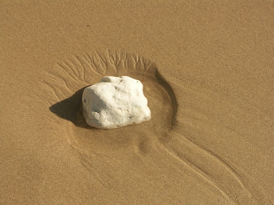 stone, beach, sand, sand beach, summer, grooves, beige, white HD wallpaper