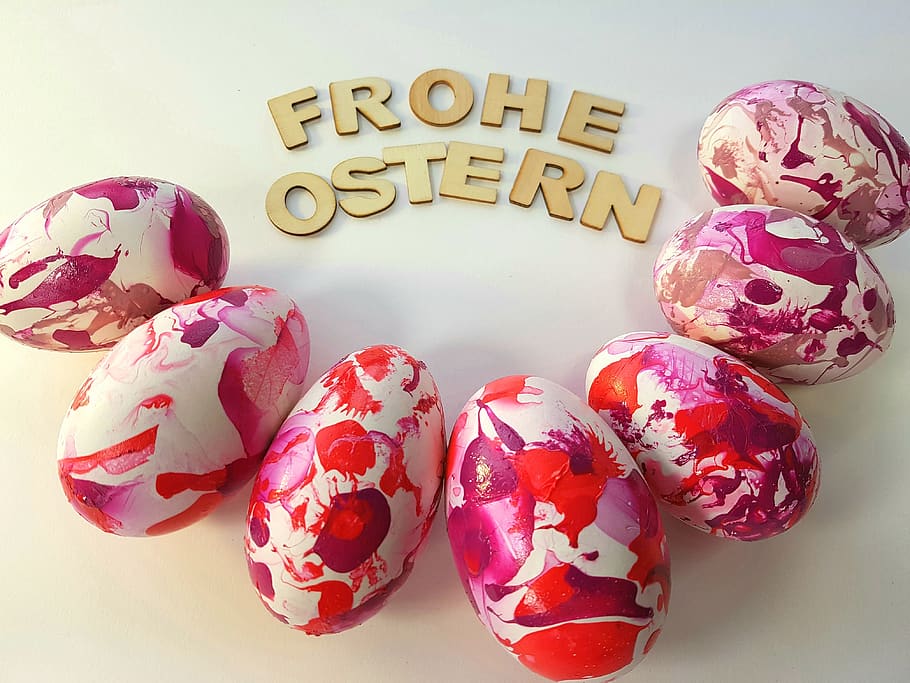 easter, egg, painted, easter greeting, goose egg, pink, red HD wallpaper