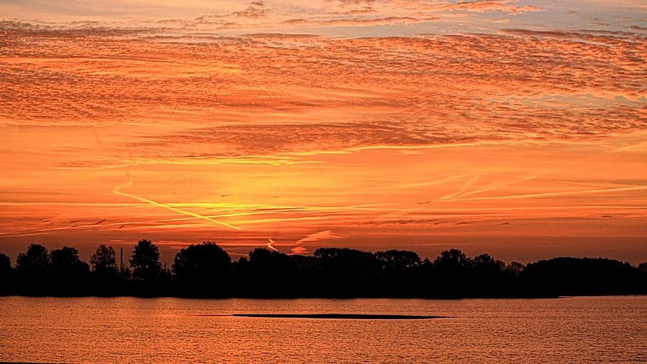 Sunrise, Skies, Rays, Flicker, sky, sunbeam, landscape, silhouette HD wallpaper