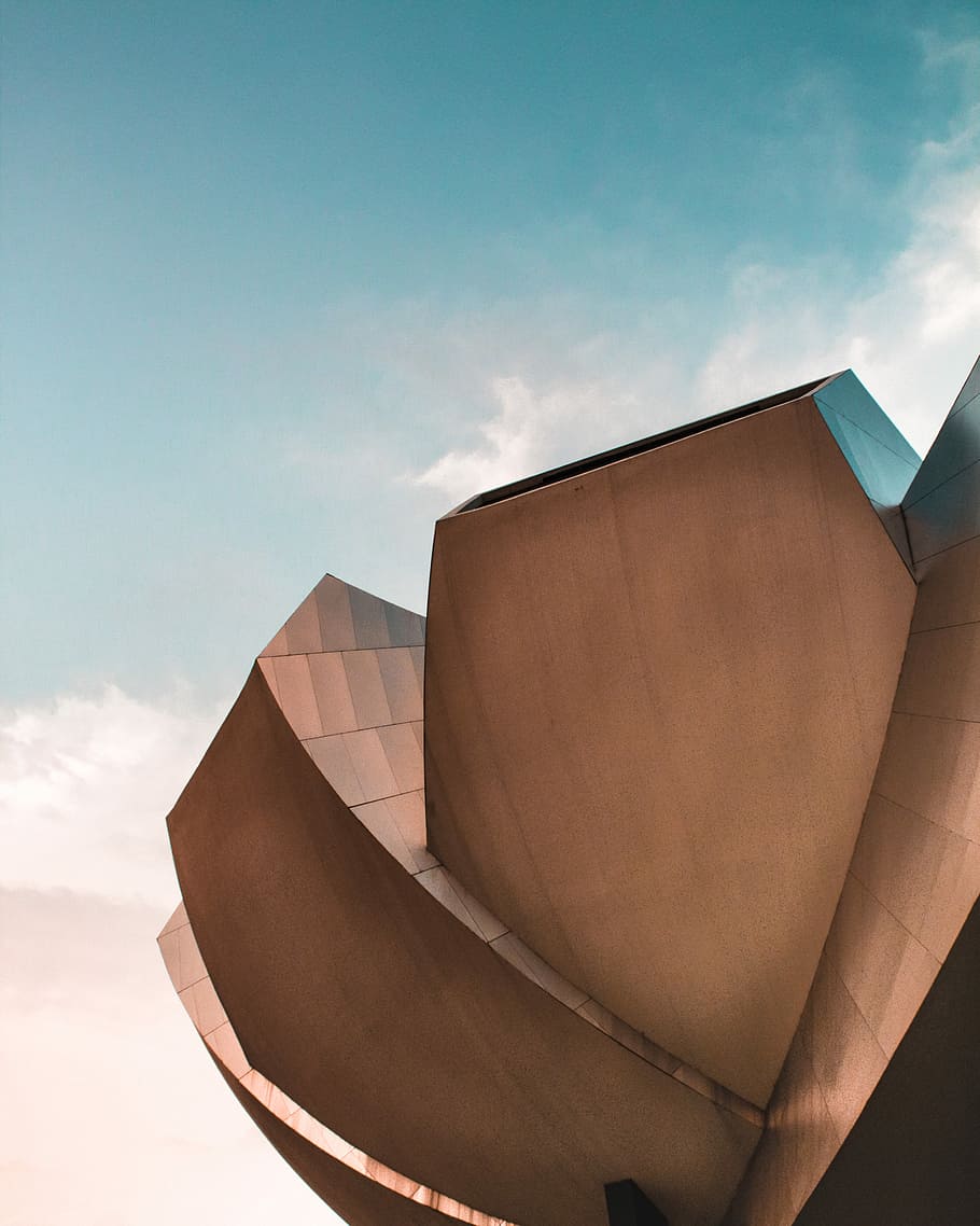 worm's eye view of structure, building, architecture, sky, minimal, HD wallpaper