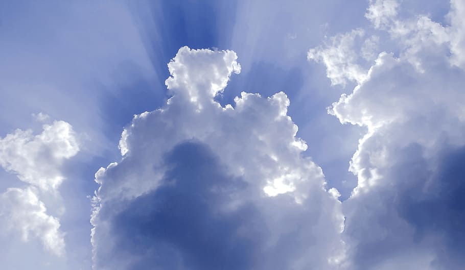 low-angle view of cumulus clouds, sky, landscape, nature, summer HD wallpaper