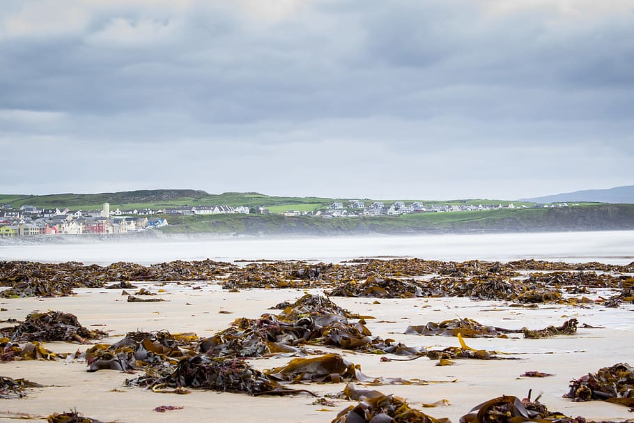 Ireland, Clouds, Sky, Landscape, Water, coast, booked, sea HD wallpaper