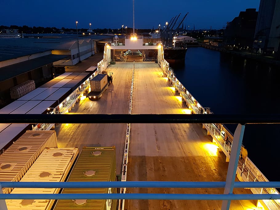 brown wooden ship on sea, frachtschiff, cargo, container, container ship HD wallpaper