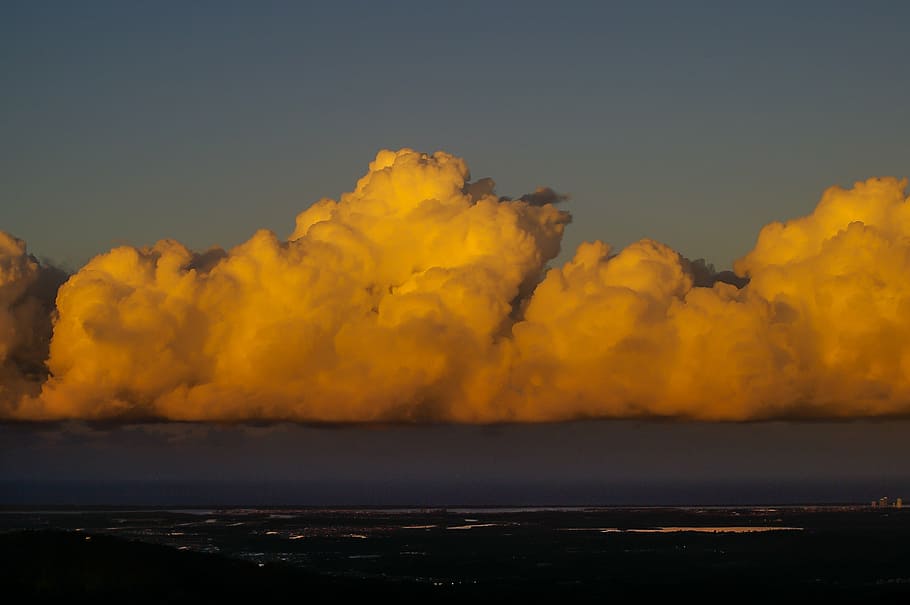 clouds, sky, orange, white, grey, coast, ocean, dramatic, australia HD wallpaper