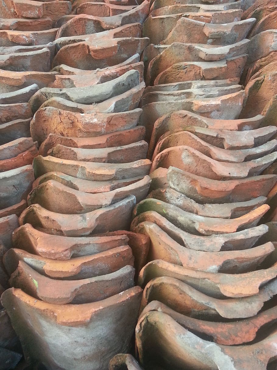 tile, monk, nun, roofing, stack, brick, full frame, backgrounds HD wallpaper