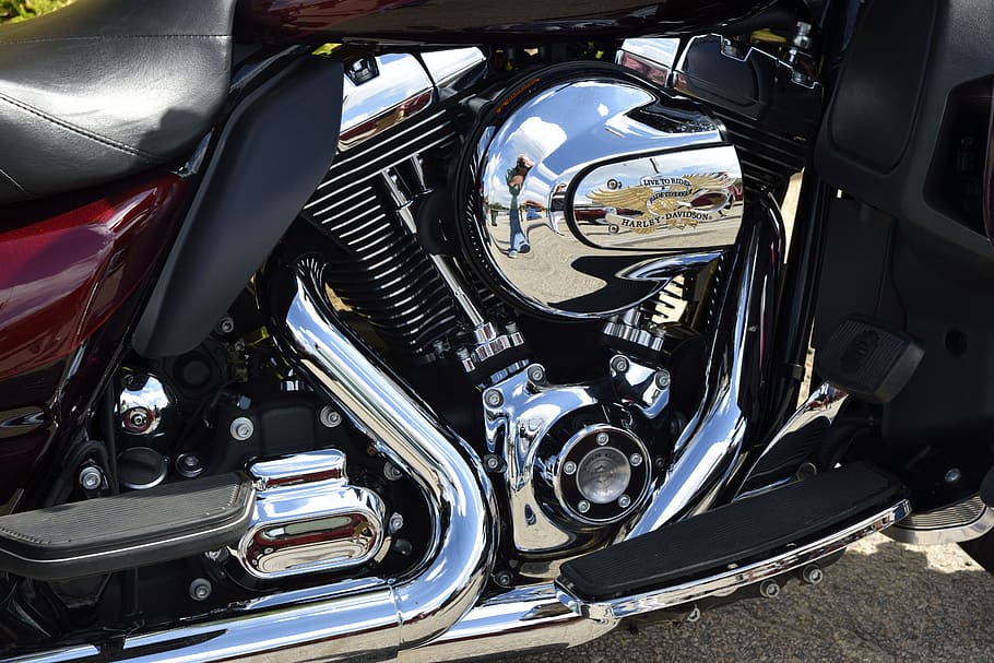 motorcycle, engine, chrome, shiny, clean, motorbike, transportation HD wallpaper