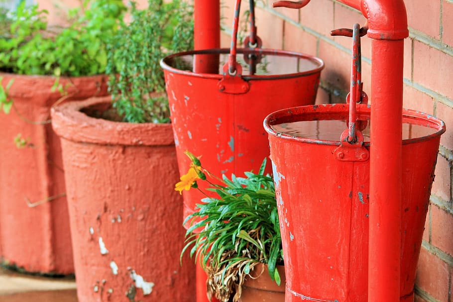 bucket, water, extinguish, precaution, fire, liquid, wet, pail HD wallpaper