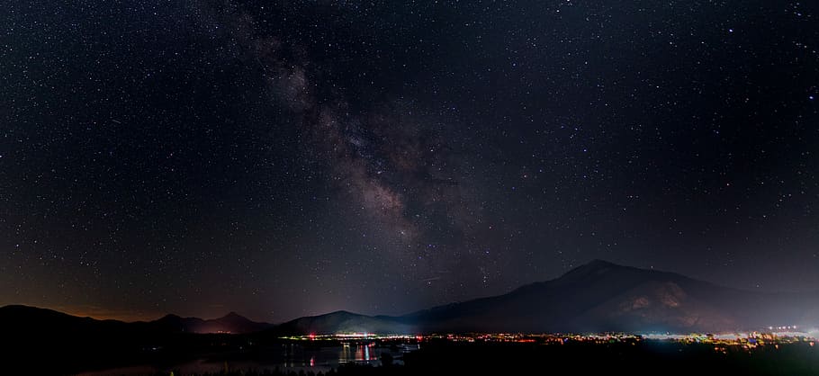 photography of mountain during night tim, sky, star, milkyway HD wallpaper