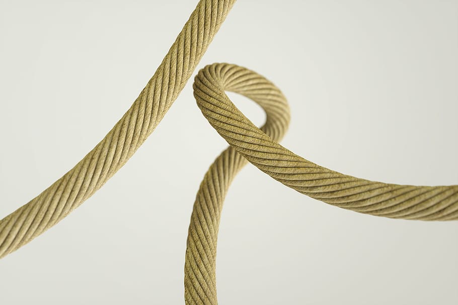 closeup photo of brown rope, ropes, rope detail, knot, loop, natural