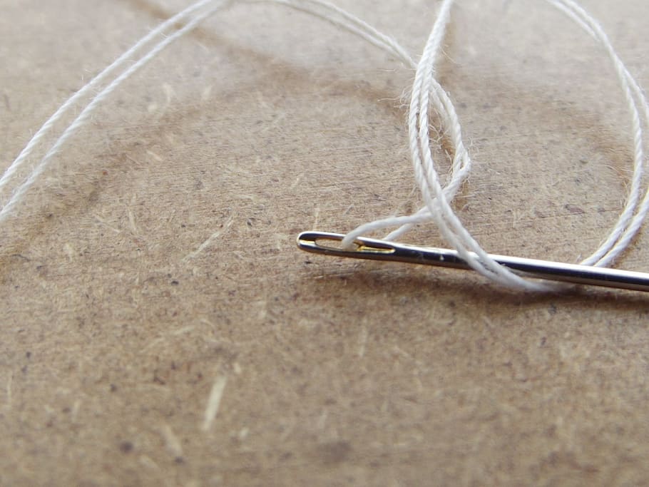 stainless steel needle with white thread photograph, silver needle HD wallpaper