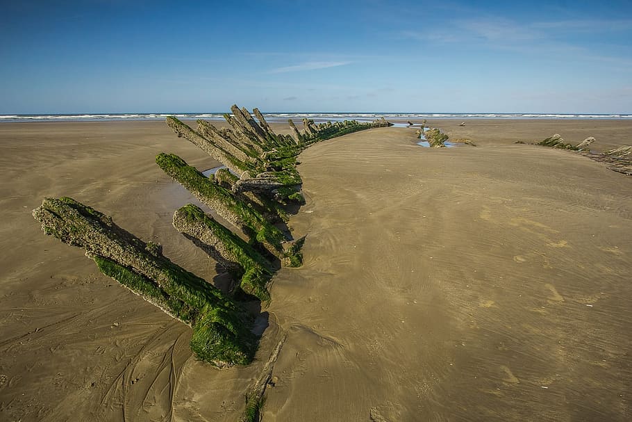 Beach, Ocean, Wreck, Ship, Water, england, landscape, nature HD wallpaper