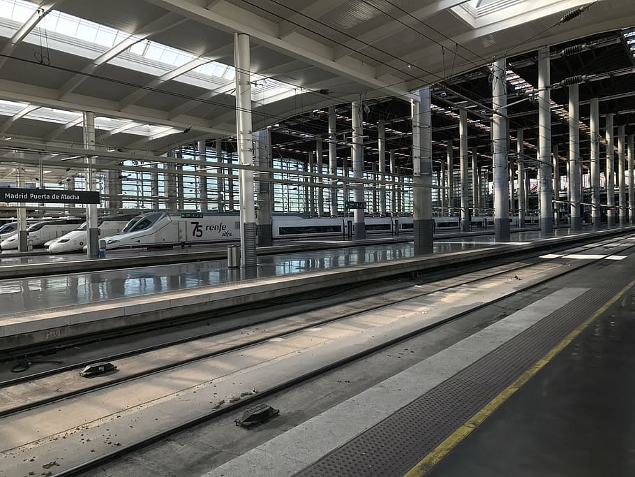 train, station, madrid, train station, platform, railway, railroad Track HD wallpaper