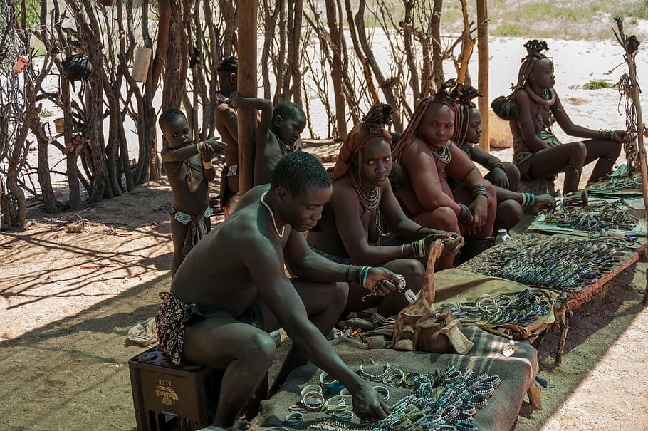 people, africans, blacks, namibia, himba, cultures, sitting HD wallpaper