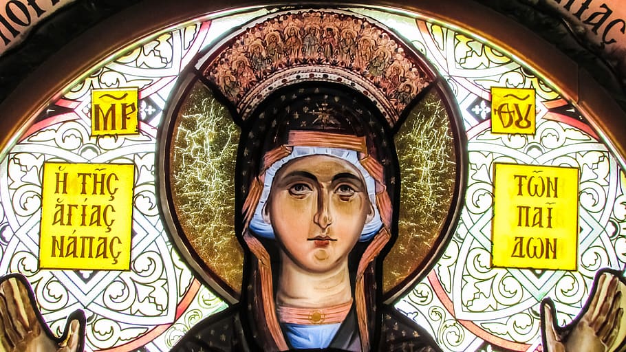 vitrau, virgin mary, church, orthodox, religion, cyprus, ayia napa, HD wallpaper
