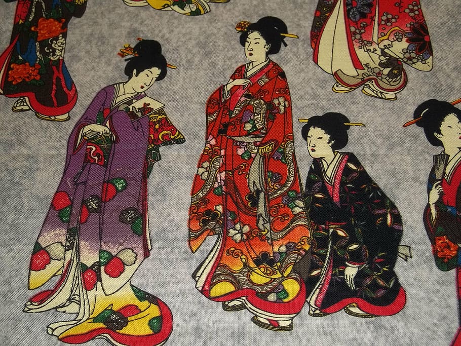 Geisha paintings, chinese, kimono, japan, japanese, asian, culture, HD wallpaper
