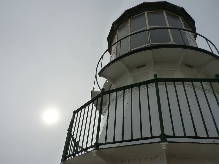 lighthouse, california, cloudy, upwards, fresnel lens, sky HD wallpaper