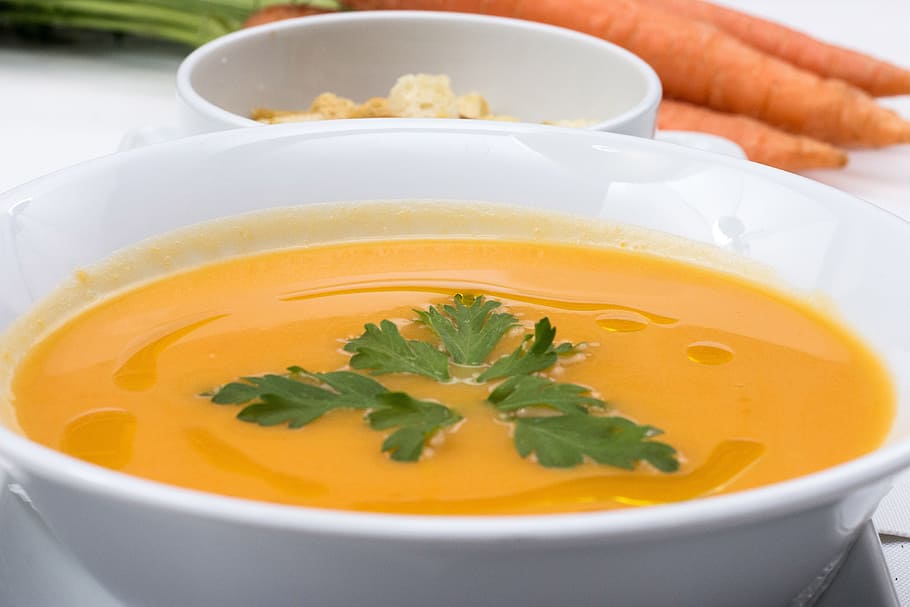 Carrot soup in bowl, food/Drink, carrots, diet, foods, health, HD wallpaper