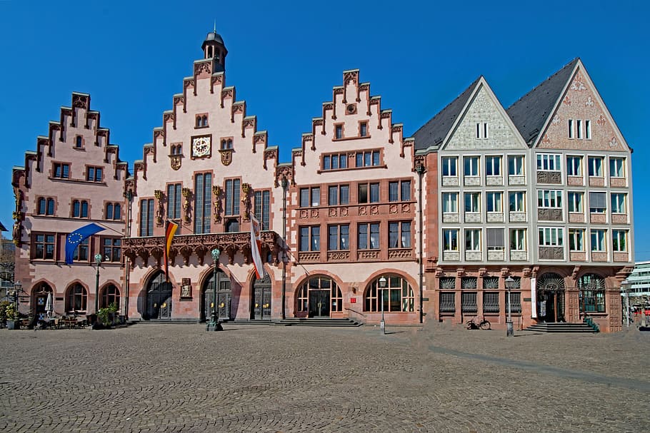 Frankfurt, Hesse, Germany, Romans, römerberg, old town, town hall, HD wallpaper