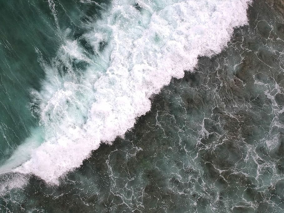 HD wallpaper: aerial shot of water waves, aerial photo of sea waves ...