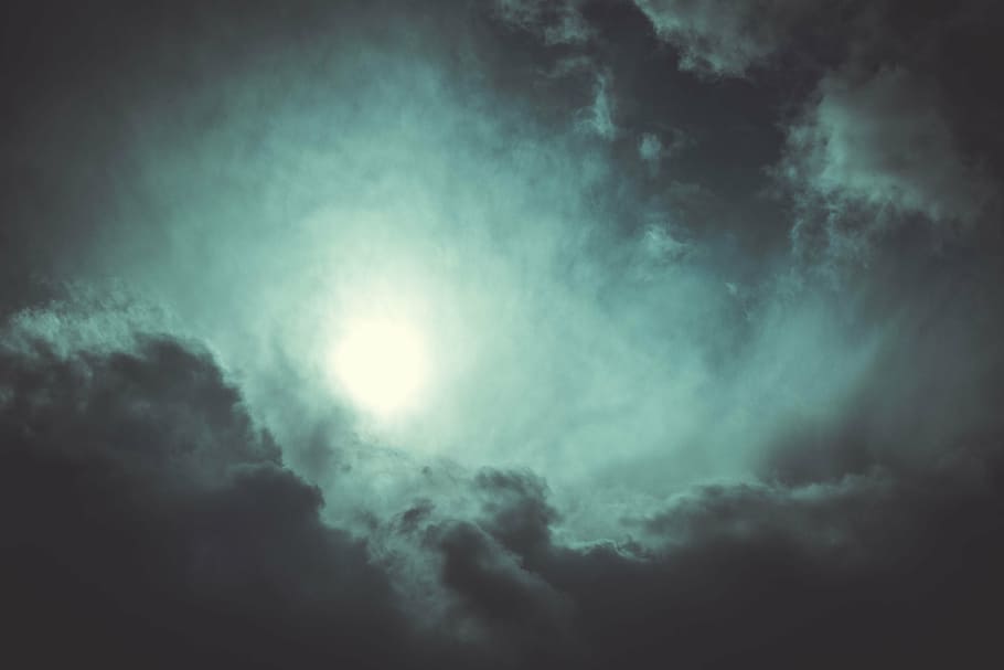 moon and clouds, texture, sky, wind, storm, weather, photo, fog, HD wallpaper