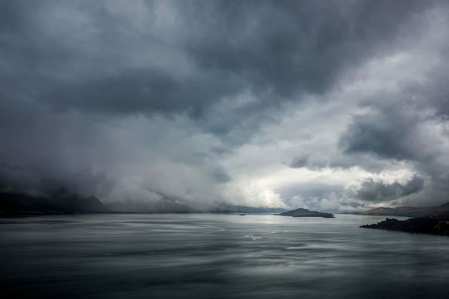 landscape photo of body of water, clouds above body of water HD wallpaper