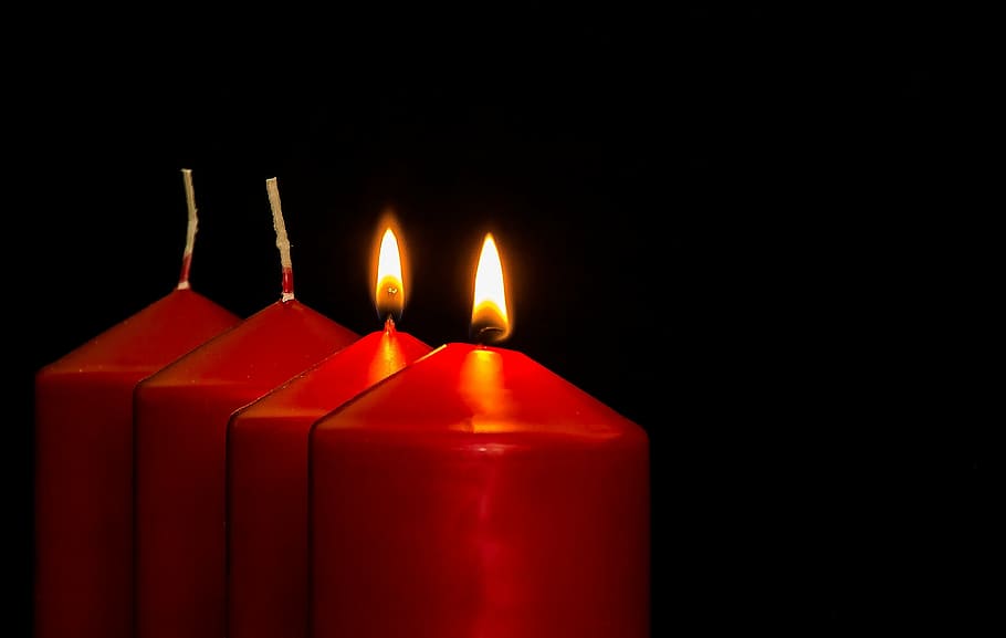 four red candles, advent, 2 advent, advent candles, christmas jewelry, HD wallpaper