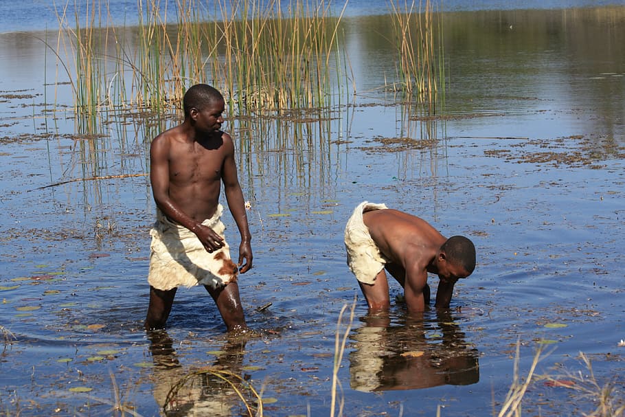man, human, work, flus, water, black, africa, namibia, shirtless HD wallpaper