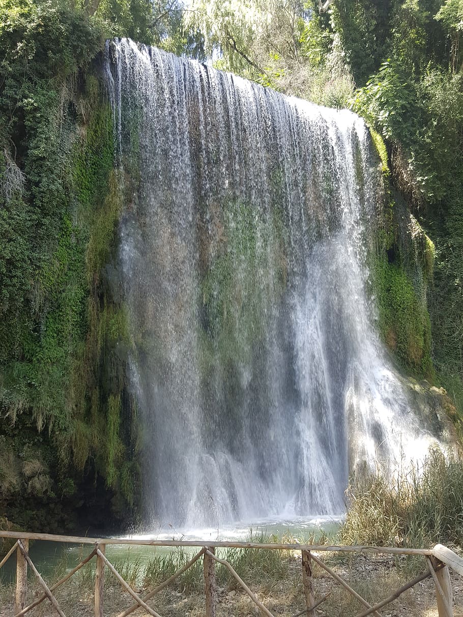 cataract, stone monastery, water, waterfall, scenics - nature HD wallpaper