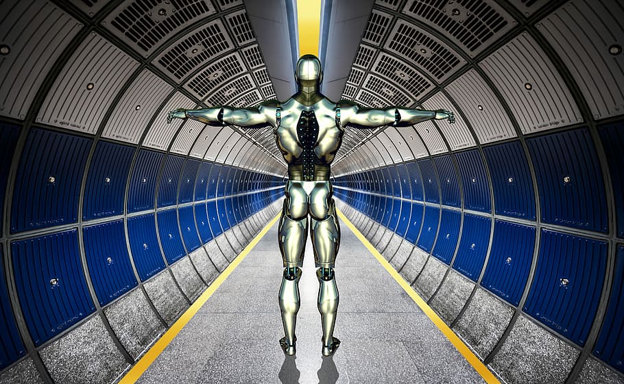 person standing digital wallpaper, Robot, Cyborg, Forward, Machine HD wallpaper