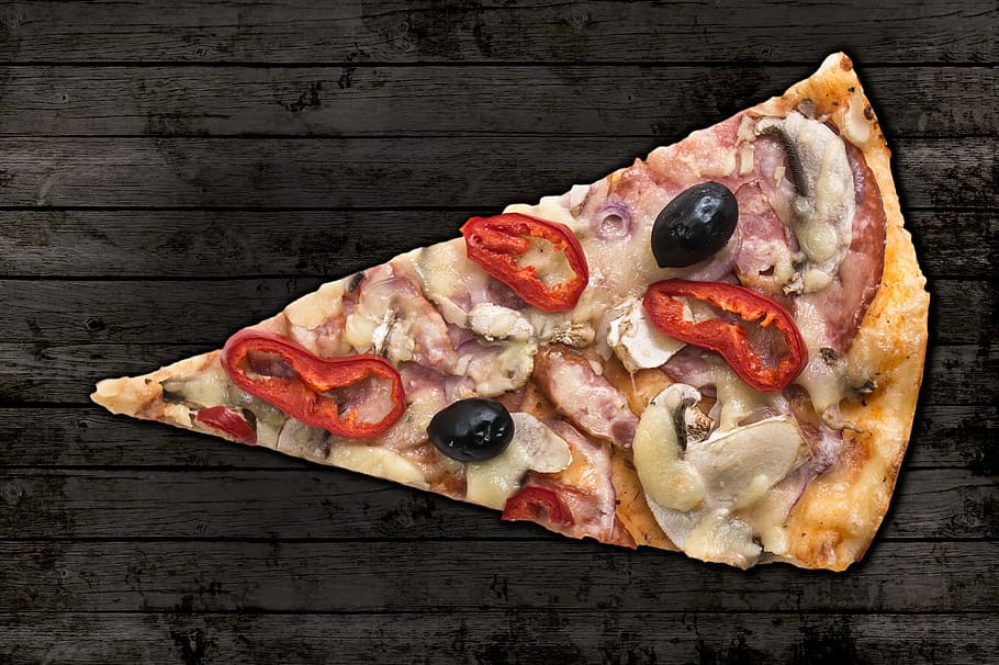 Slice of pizza, food/Drink, pizzas, cheese, tomato, wood - Material