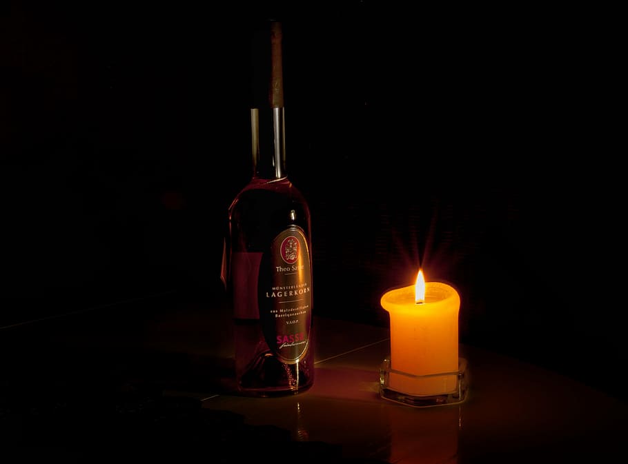 liqueur, rum, aperitif, grain storage, sasse, candlelight, alcohol