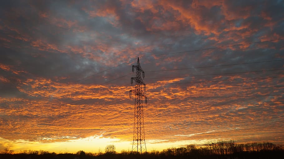 sunset, clouds, sky, setting sun, nature, romantic, abendstimmung HD wallpaper