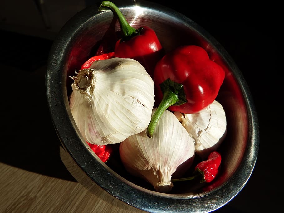 vegetables, spice, pepperoni, red, cook, pods, garlic, food and drink HD wallpaper