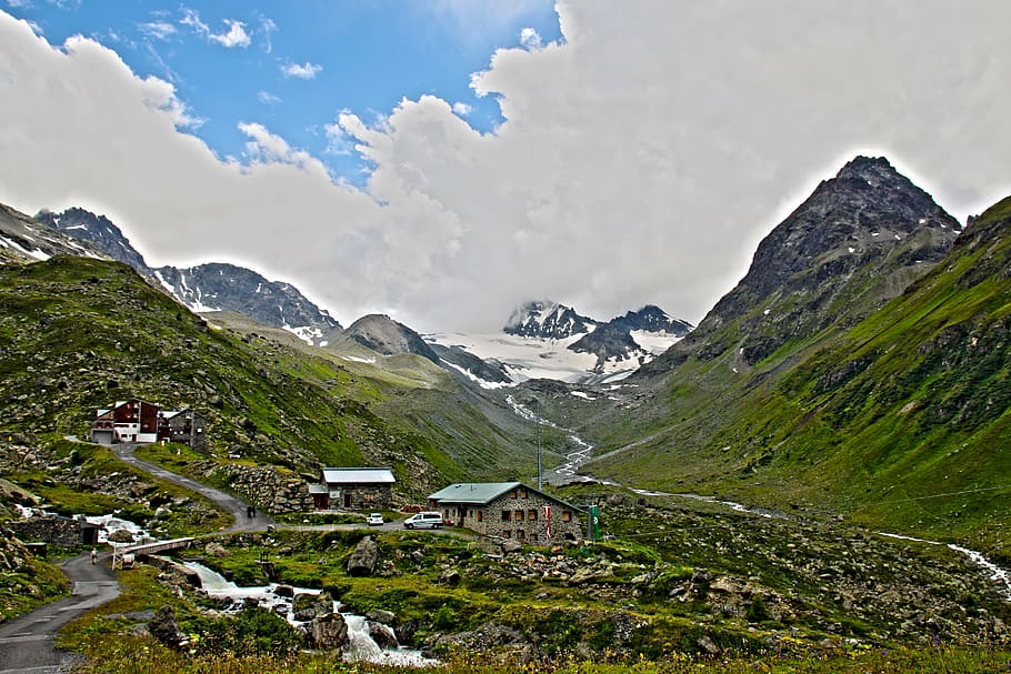 jamtal hut, paznaun, alpine, mountains, dav hut, mountain landscape, HD wallpaper