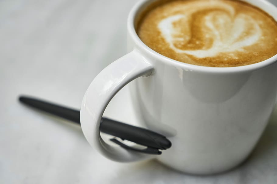 coffee, pen, caffeine, author, to write, cafe, brown, food HD wallpaper