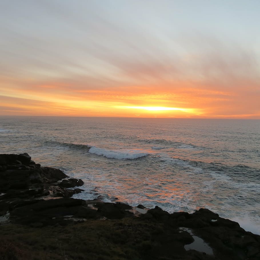 ocean, sunset, beach, coast, landscape, seascape, view, sky HD wallpaper