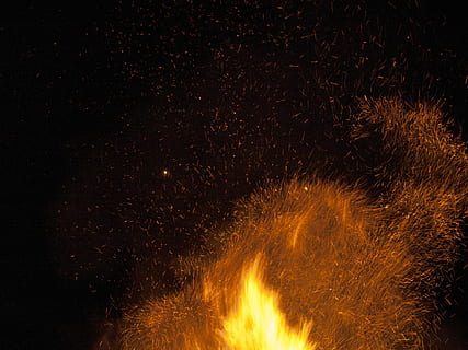 Fire, Sparks, Night, Flame, Blazing, heat - temperature, burning HD wallpaper