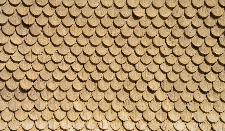 photo of brown fish scale pattern, woodworks, wall window, shingle HD wallpaper