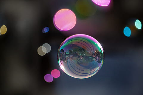 focus photography of bubble, circle, abstract, round, rainbow HD wallpaper