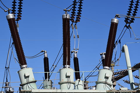 transformer, insulators, electrical energy, hv, sky, cable HD wallpaper