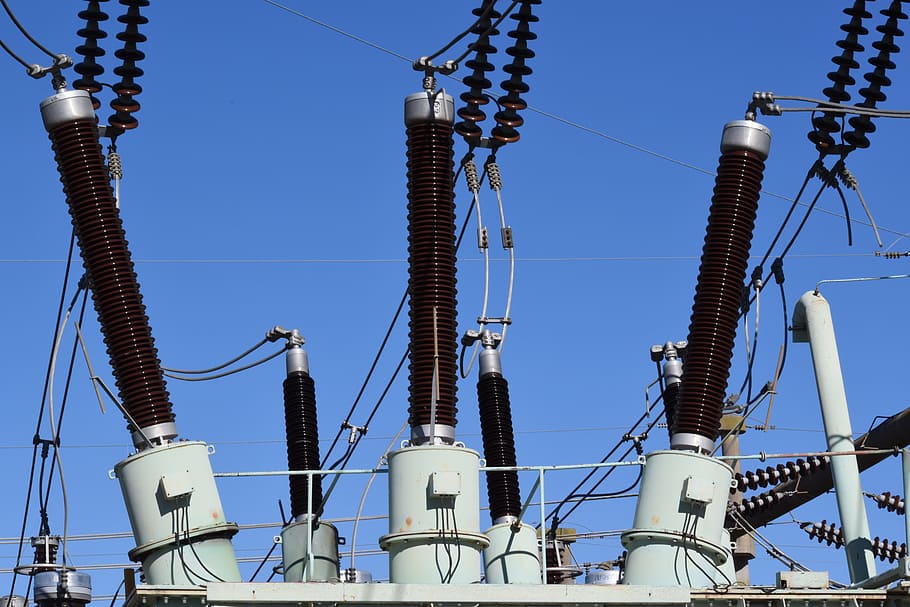 transformer, insulators, electrical energy, hv, sky, cable HD wallpaper