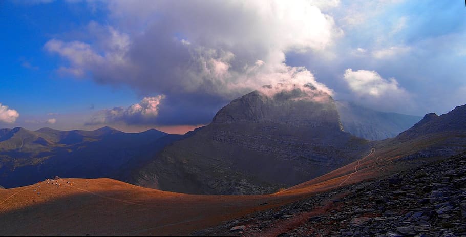 mountain, panoramic, landscape, volcano, nature, cloud - sky HD wallpaper