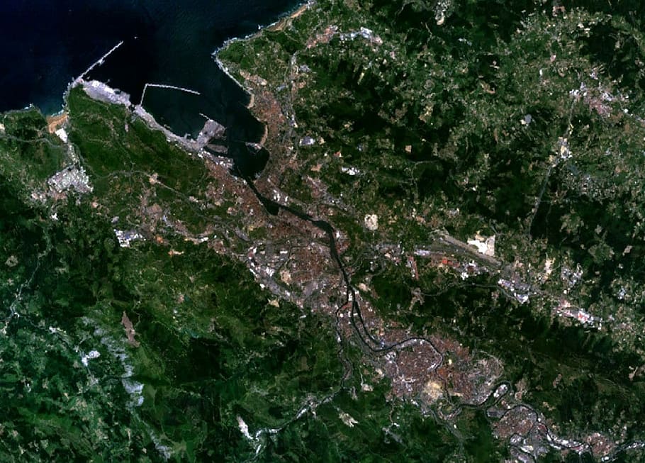 Gran BilBao Satellite Image in Spain, photos, geography, nasa, HD wallpaper