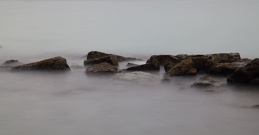 stones, tarifa, nd filter, cliffs, beauty in nature, scenics - nature HD wallpaper