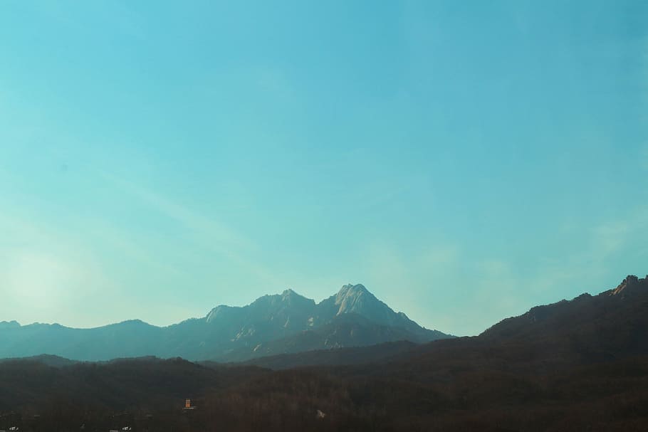 snow capped mountain under clear blue sky, silhouette, photo HD wallpaper