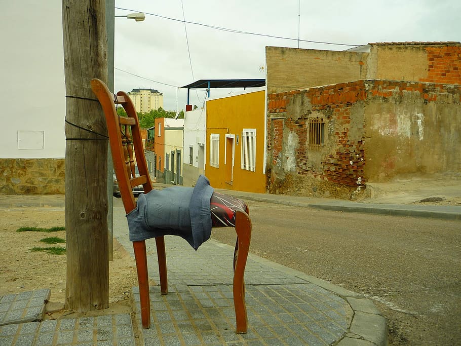 Chair, Rest, District, Worker, Furniture, corner, post, street HD wallpaper