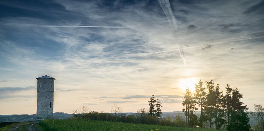 building, clouds, outdoors, sky, trees, royalty  images, nature HD wallpaper